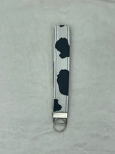 Load image into Gallery viewer, Cow Print Boho Wristlet Keychain/FOB Holder