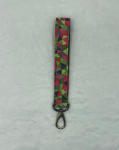 Load image into Gallery viewer, Green & Red Abstract Boho Wristlet Keychain/FOB Holder