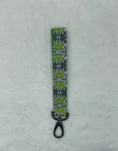 Load image into Gallery viewer, Grey/green Pot Leaf Boho Wristlet Keychain/FOB holder