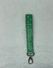 Load image into Gallery viewer, Green Bandana Boho Wristlet/FOB Holder