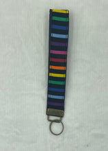 Load image into Gallery viewer, Black Rainbow Boho Wristlet Keychain/Key Fob Holder