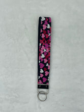 Load image into Gallery viewer, Hearts Boho Wristlet Keychain/Key Fob holder