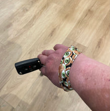 Load image into Gallery viewer, Pink Groovy Boho Wristlet keychain/FOB holder (with lobster claw closure)