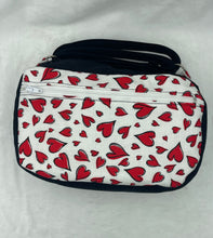 Load image into Gallery viewer, Red Hearts Boho Bitty Bag with outside zipper pocket