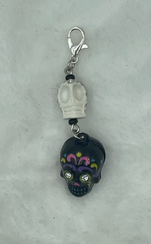 Skull with rhinestones and sugar skull Boho Charm
