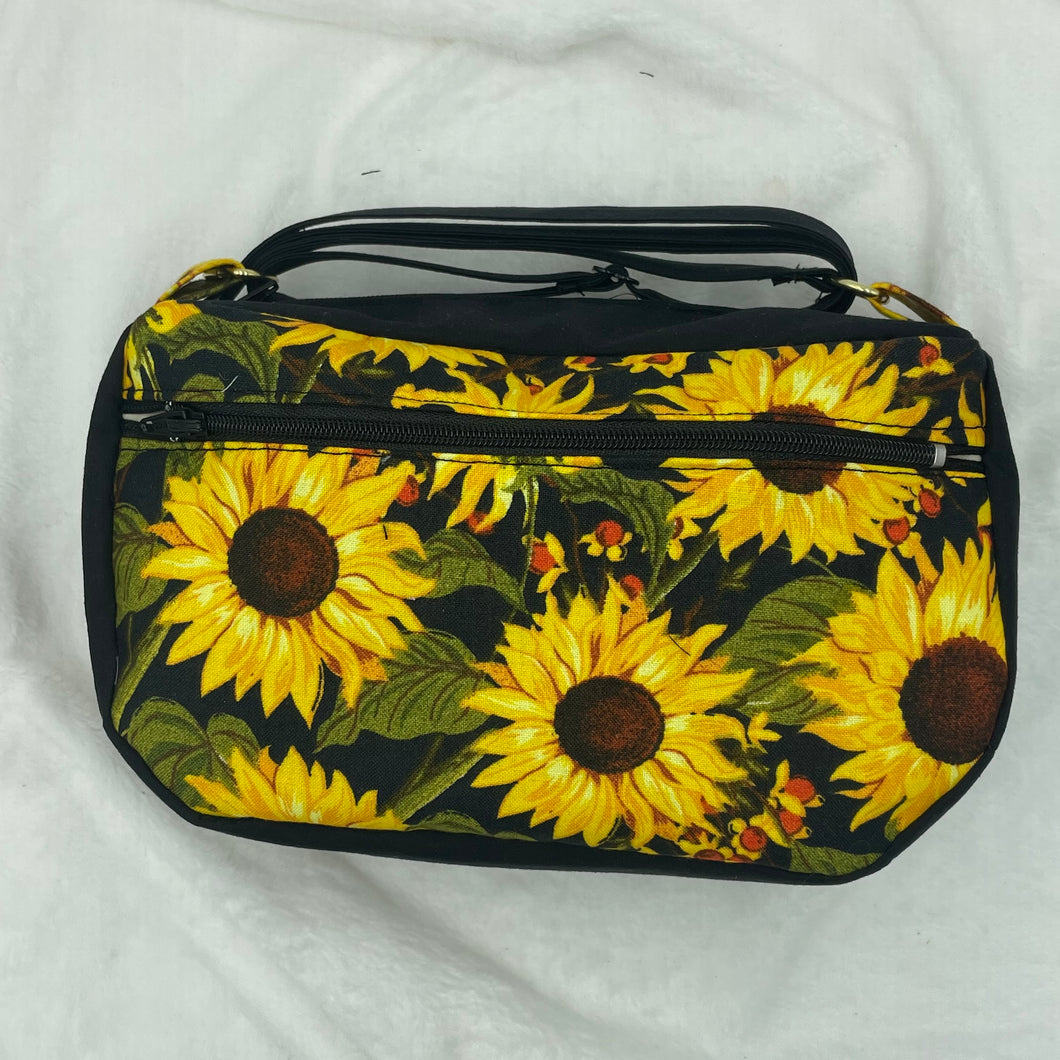 Sunflower Boho Bitty Bag with outside zipper pocket