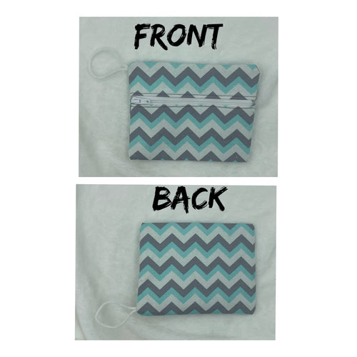 Blue and Grey Chevron Boho Go Pouch