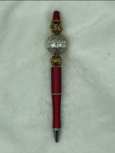 Burgundy Elegance Beaded Pen