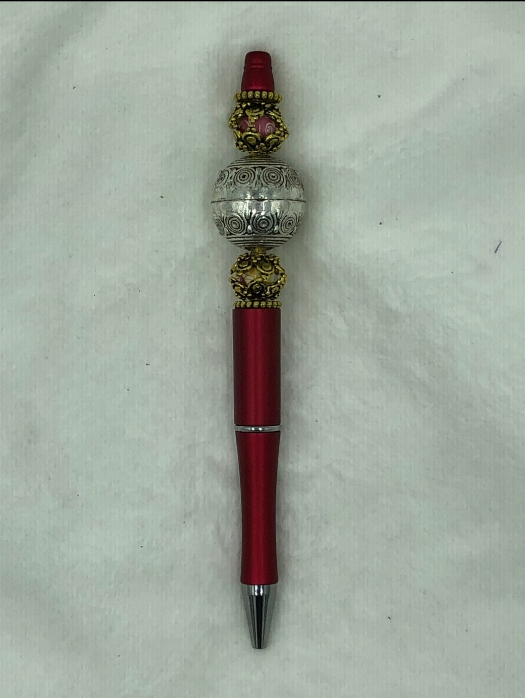 Burgundy Elegance Beaded Pen