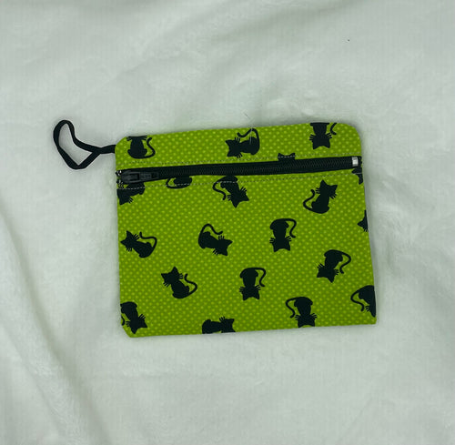 Green with Black Cats Boho Go Pouch