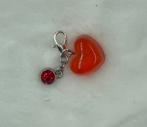 Red Heart with Gem Boho Zipper Pull