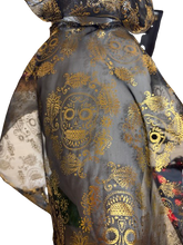 Load image into Gallery viewer, Gold Sugar Skulls Chiffon cape for your porch goose