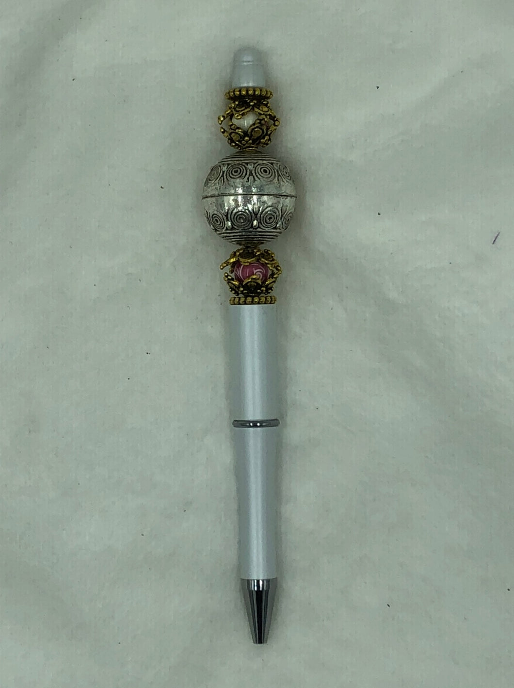 Pale Silver Elegance Beaded Pen