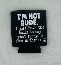 Load image into Gallery viewer, Black Can Koozie (I’m not rude)