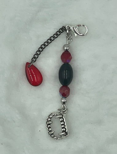 Vampire Teeth with Blood Drop Boho Charm