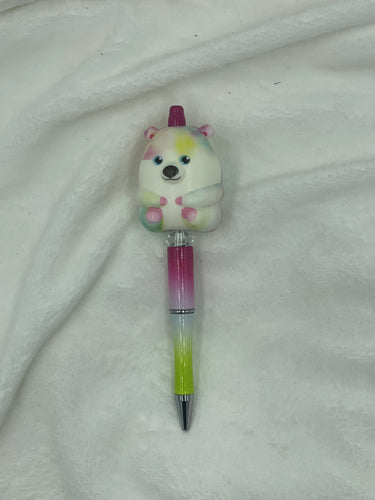 Rainbow Puff Bear Boho Squishy Pen