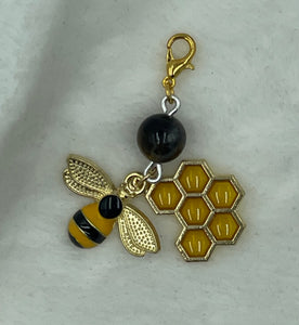 Bee and Honeycomb Boho Zipper Pull