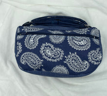 Load image into Gallery viewer, Blue Paisley Boho Bitty Bag with outside zipper pocket