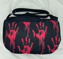 Load image into Gallery viewer, Bloody Handprint Boho Bitty Bag with outside zipper pocket