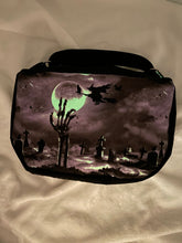 Load image into Gallery viewer, Purple Graveyard Boho Bitty Bag (glow in the dark)