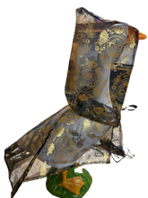 Load image into Gallery viewer, Gold Sugar Skulls Chiffon cape for your porch goose