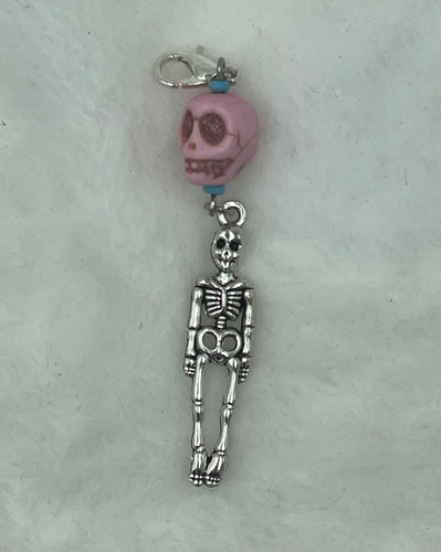 Pink Skull with Skeleton Boho Charm