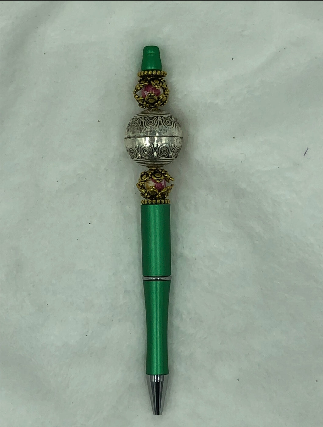 Emerald Elegance Beaded Pen