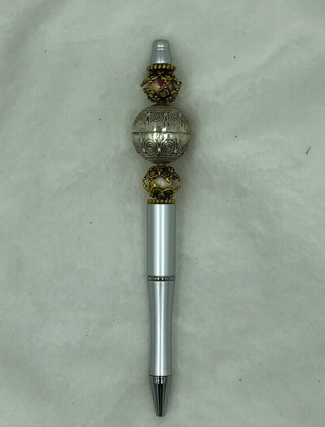 Silver Elegance Beaded Pen