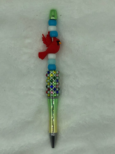Sparkle Cardinal Boho Beaded Pen