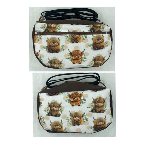 Highland cows Boho Bitty Bag with outside zipper pocket