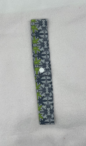 Grey Pot Leaf Collar Cooler with Snap Closure