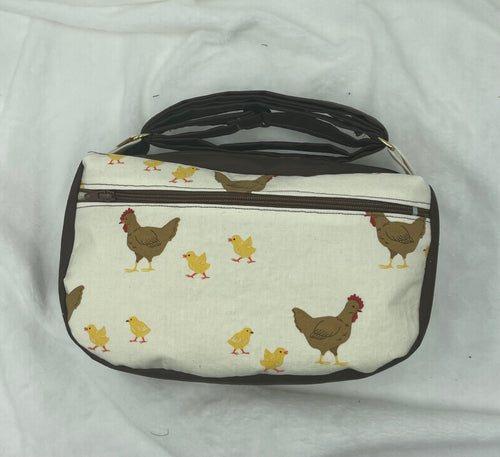 Chicken Little Boho Bitty Bag with outside zipper pocket