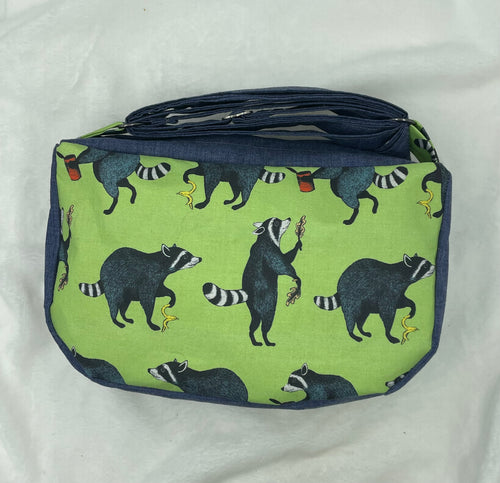 Green Trash Panda (raccoon) Boho Bitty Bag