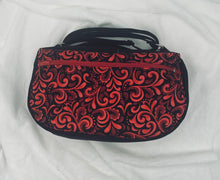 Load image into Gallery viewer, Red and Black Boho Bitty Bag with outside zipper pocket