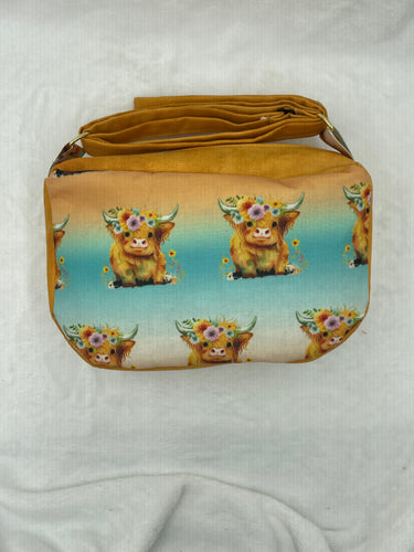 Gold Highland Cows Boho Bitty Bag