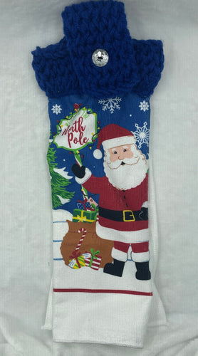 Blue Santa Holiday Hand Towel