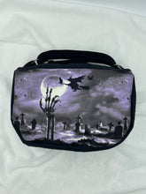 Load image into Gallery viewer, Purple Graveyard Boho Bitty Bag (glow in the dark)