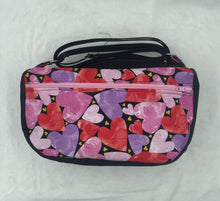 Load image into Gallery viewer, Colourful Hearts Boho Bitty Bag with Front Zipper Pocket