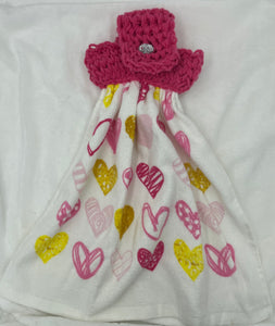 Pink hearts Hanging Hand Towel
