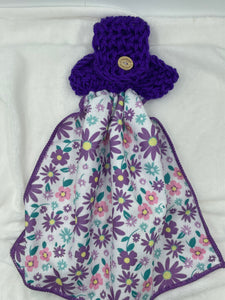 Purple flower Hanging Hand Towel