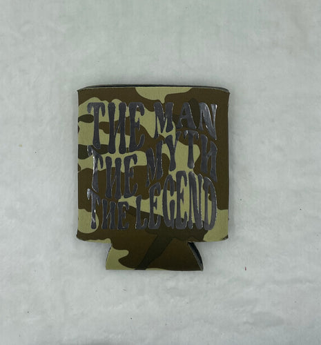 Green Camo Can Koozie (the man, the myth, the legend)