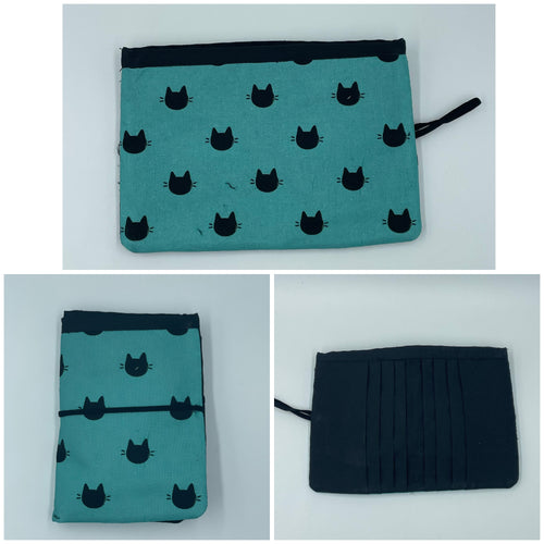 Teal Cats Boho Billfold Wallet