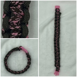 Black with pink camo centre paradord bracelet