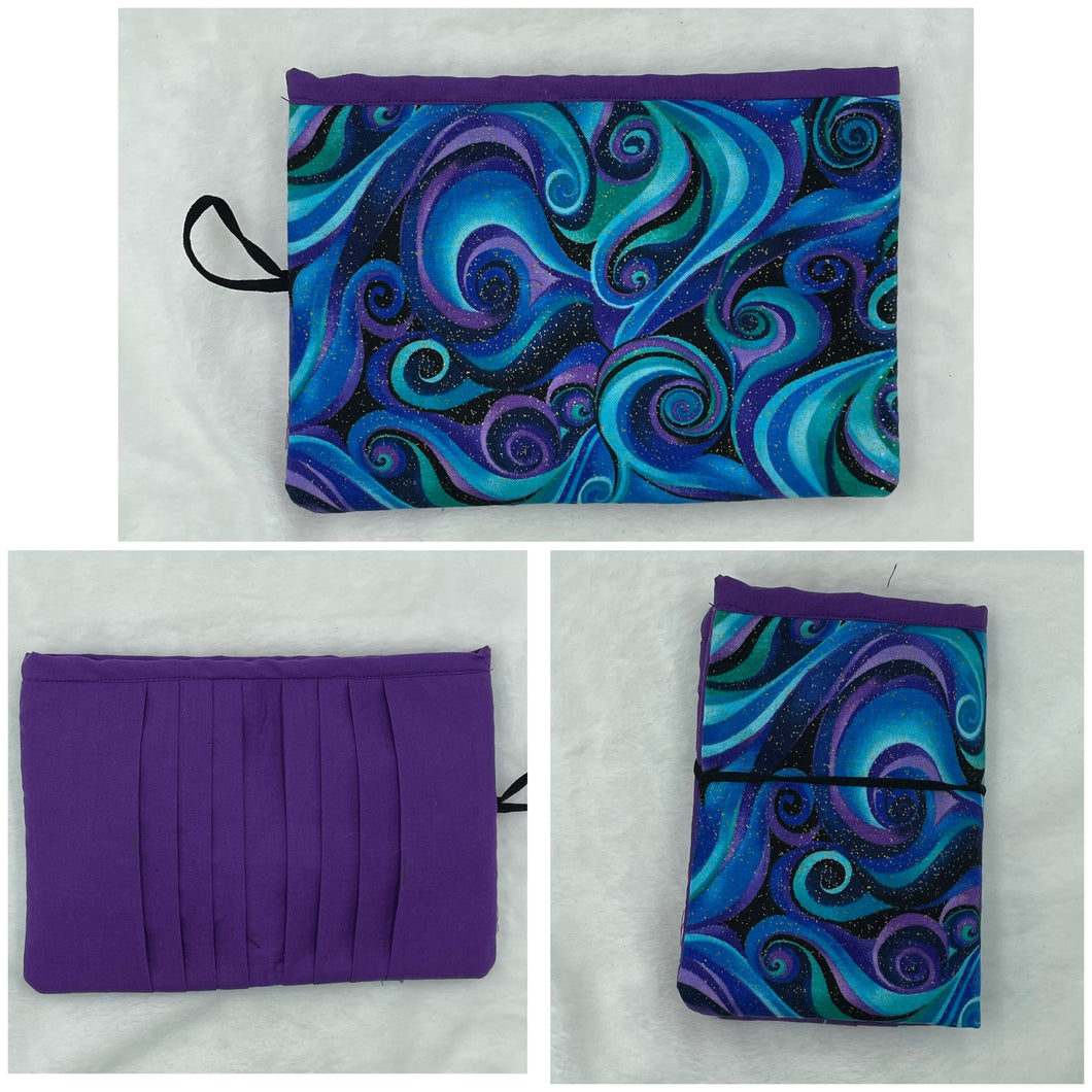 Blue and Purple Swirl Boho Billfold Wallet
