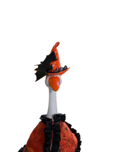 Load image into Gallery viewer, Orange Witchy Cape and Hat for 12” Porch/Desk goose